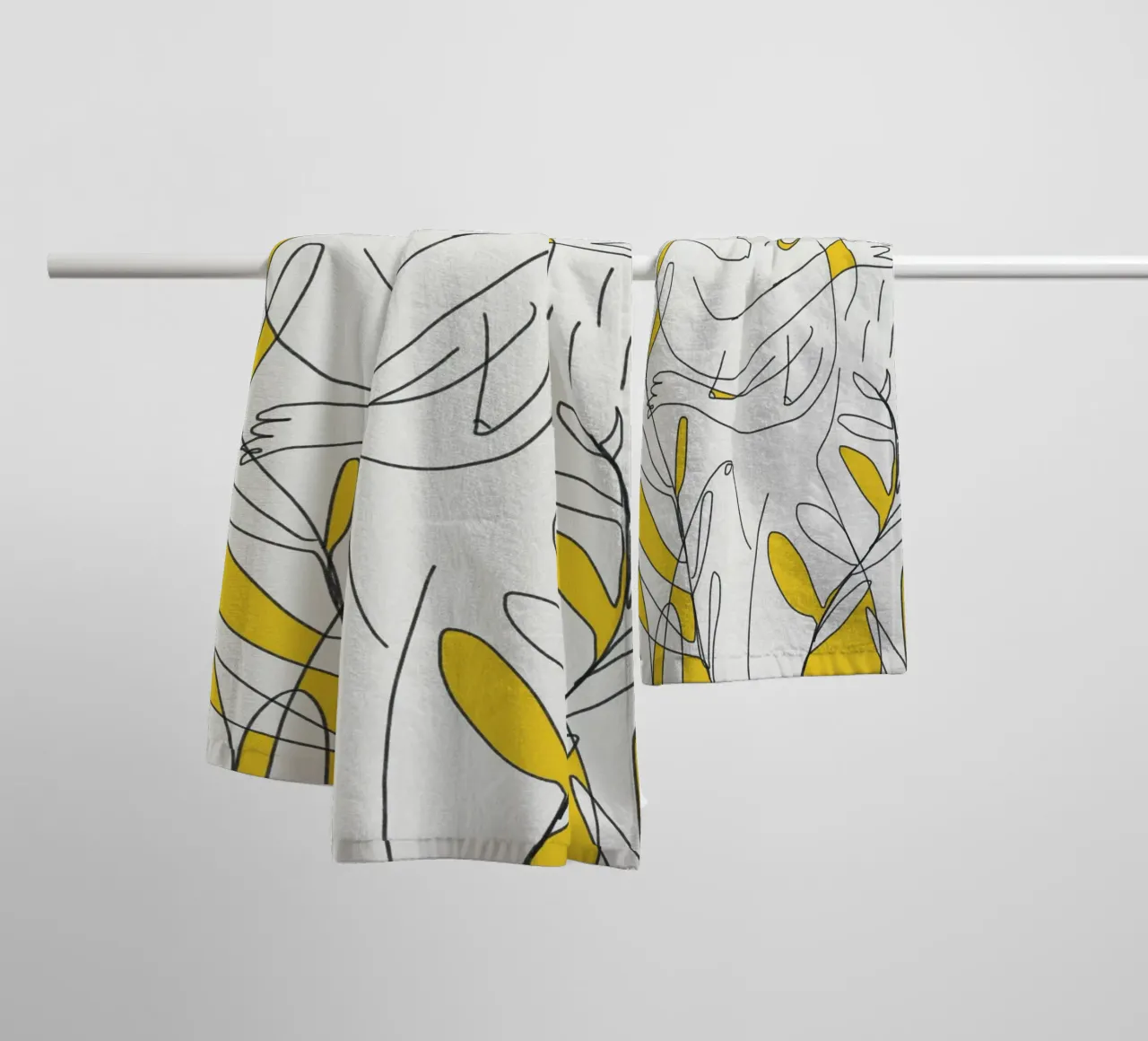 Doccia tropicale in line art asciugamano da bagno da Little Dean