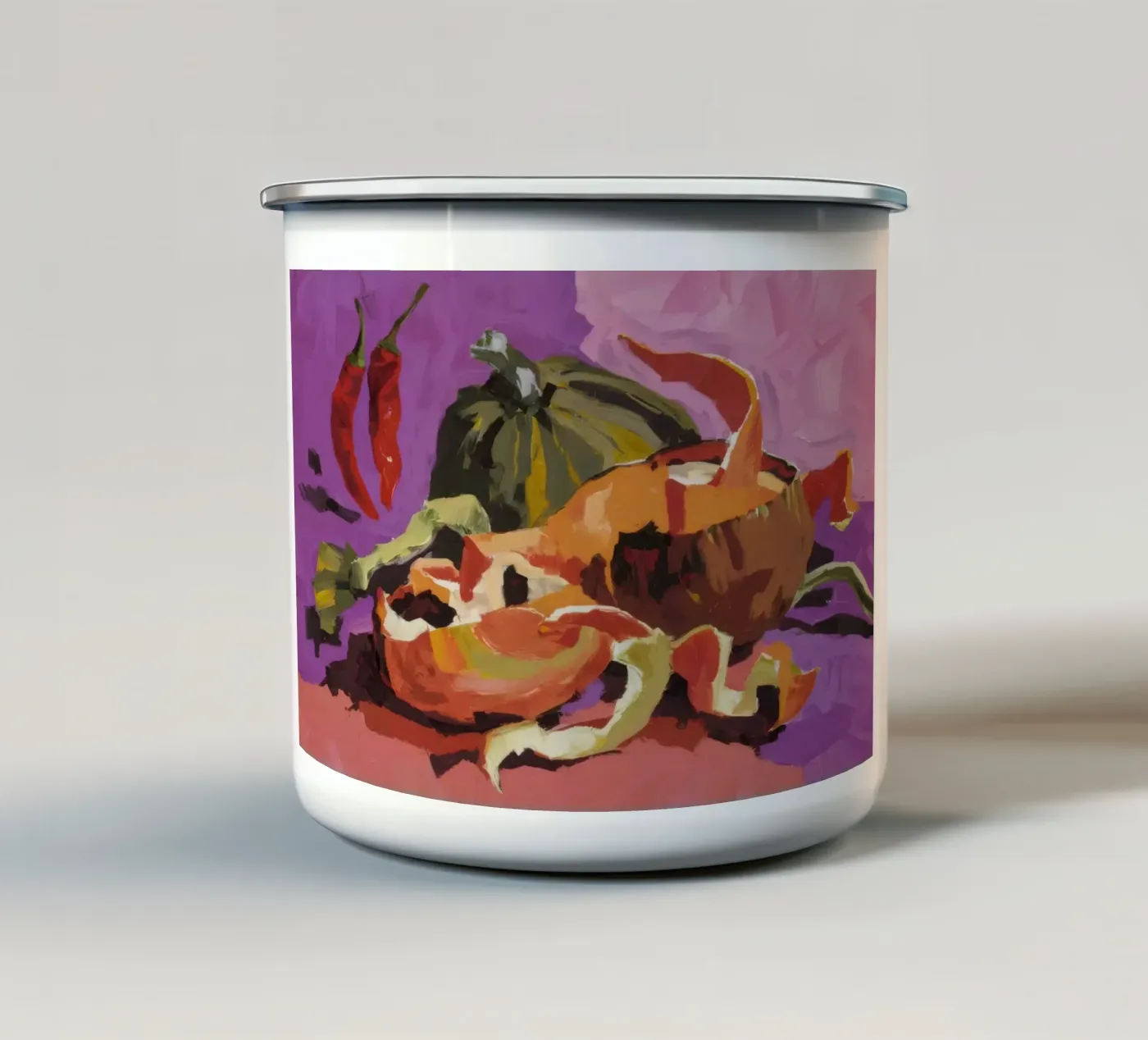 Pumpkin Pepper Patch enamel mug by Radiance Landscape