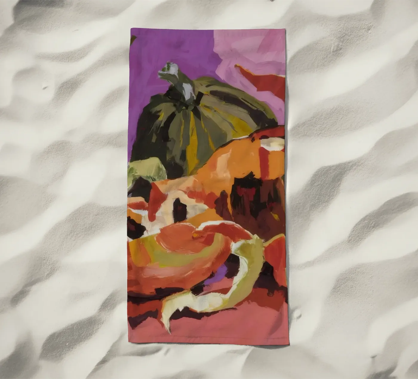 Pumpkin Pepper Patch beach towel by Radiance Landscape