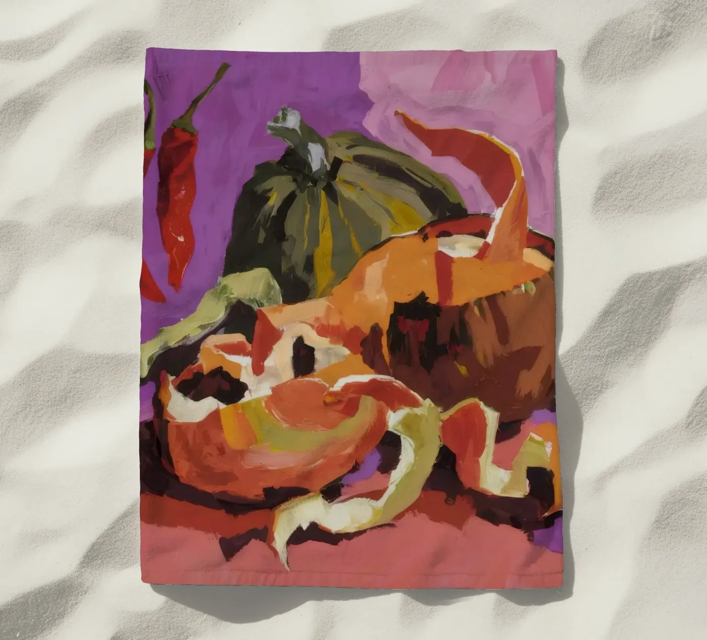 Pumpkin Pepper Patch beach towel by Radiance Landscape