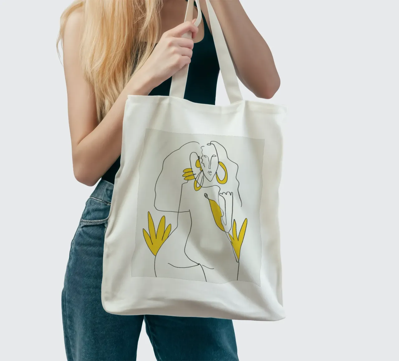 Linee e curve borsa in juta da Little Dean