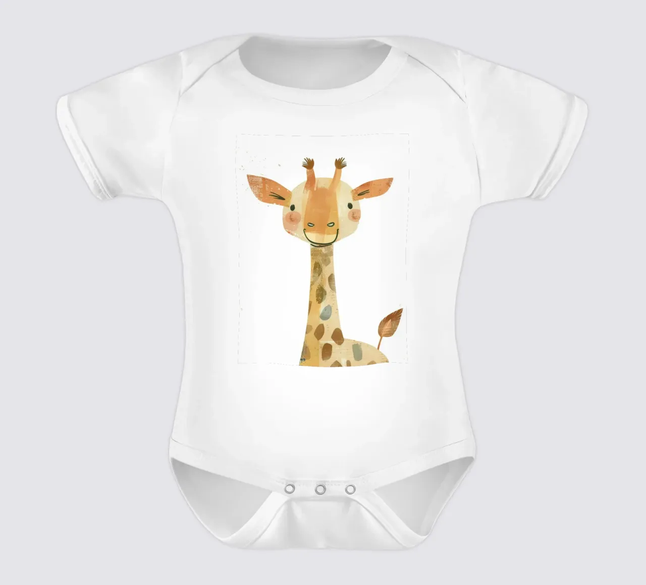 Whimsical Giraffe in Earthy Tones with Artistic Texture short-sleeve baby romper by DesignDoodle