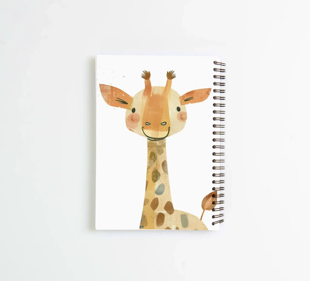 Girafe fantaisiste dans des tons terreux avec une texture artistique carnet à spirale de DesignDoodle