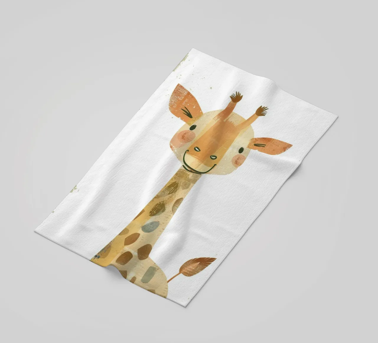 Whimsical Giraffe in Earthy Tones with Artistic Texture beach towel by DesignDoodle