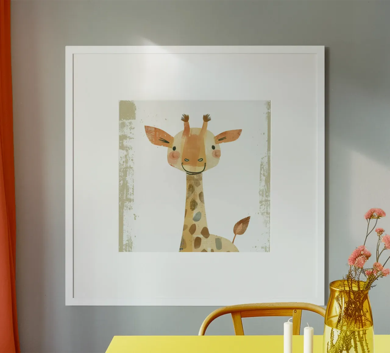 Whimsical Giraffe in Earthy Tones with Artistic Texture hahnemühle by DesignDoodle
