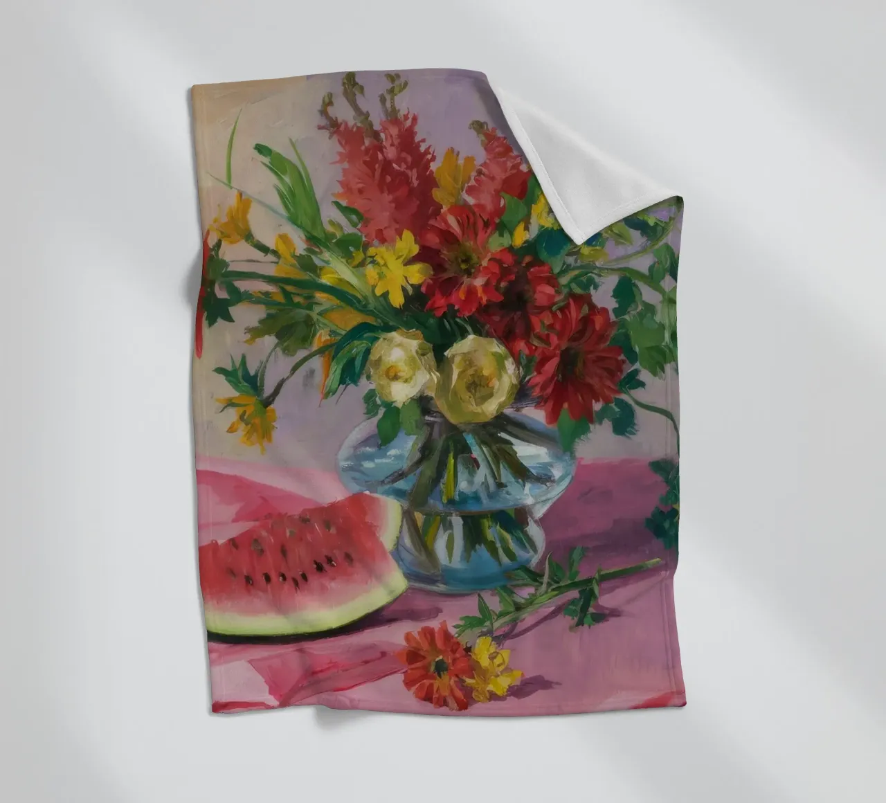 Wassermelone Blumige Helligkeit Fleecedecke von Radiance Landscape