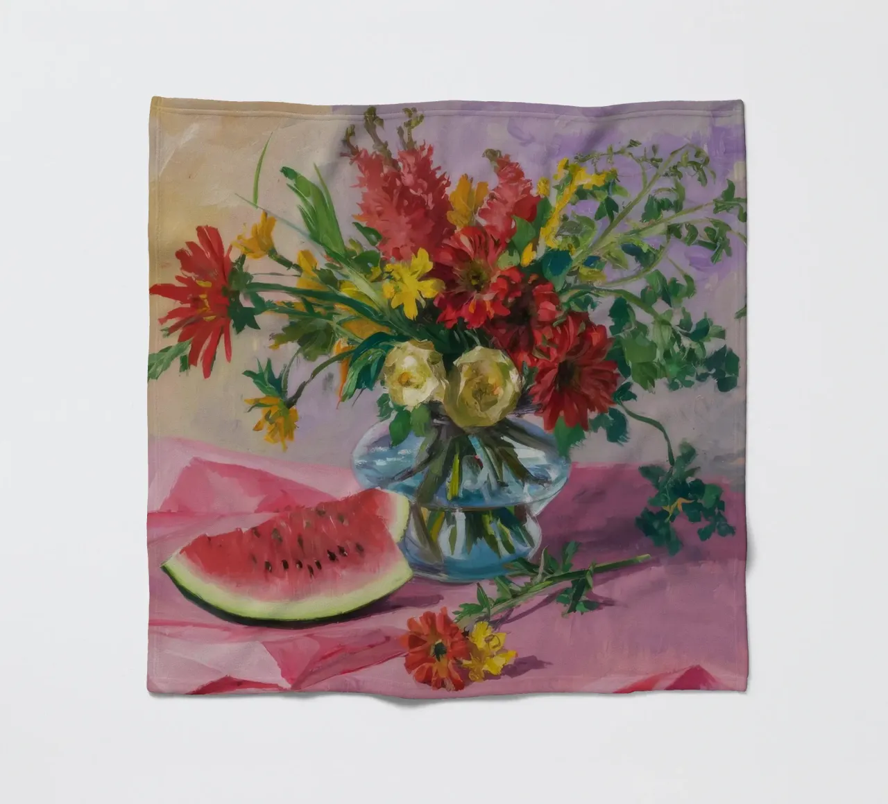 Wassermelone Blumige Helligkeit Fleecedecke von Radiance Landscape