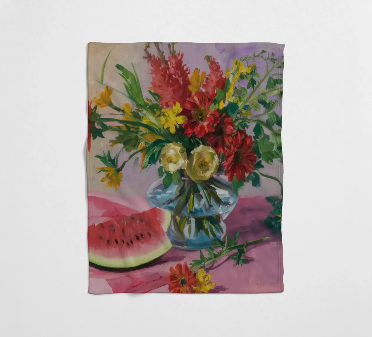 Wassermelone Blumige Helligkeit Fleecedecke von Radiance Landscape