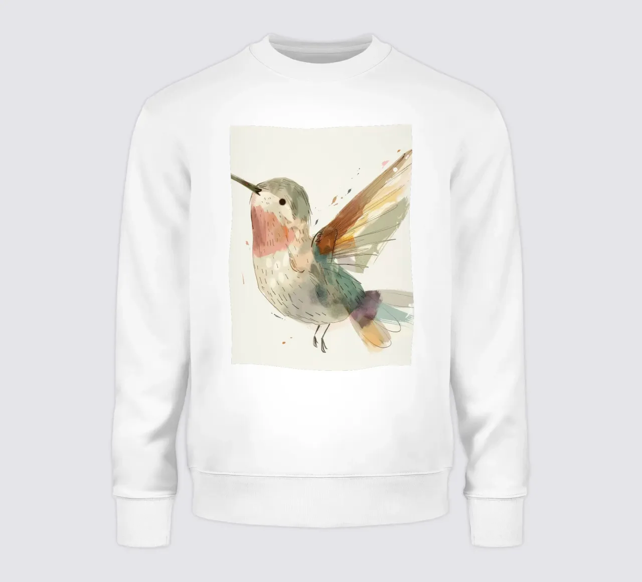 Dynamische kolibrie in levendige aquarel sweatshirt van DesignDoodle