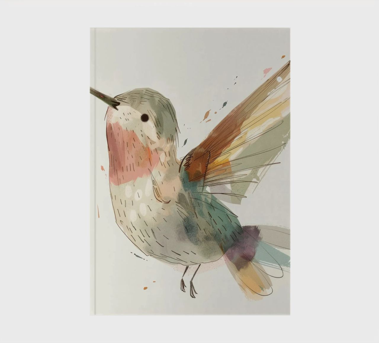 Dynamic Hummingbird in Vibrant Watercolor notebook by DesignDoodle