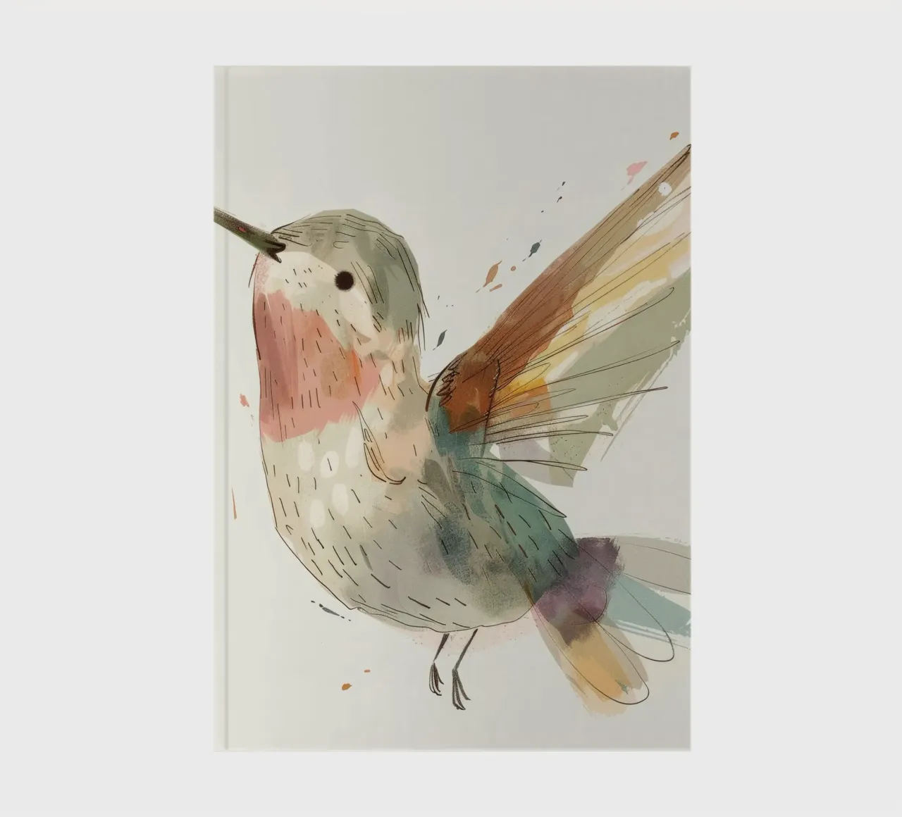 Colibrí dinámico en acuarela vibrante cuaderno de DesignDoodle