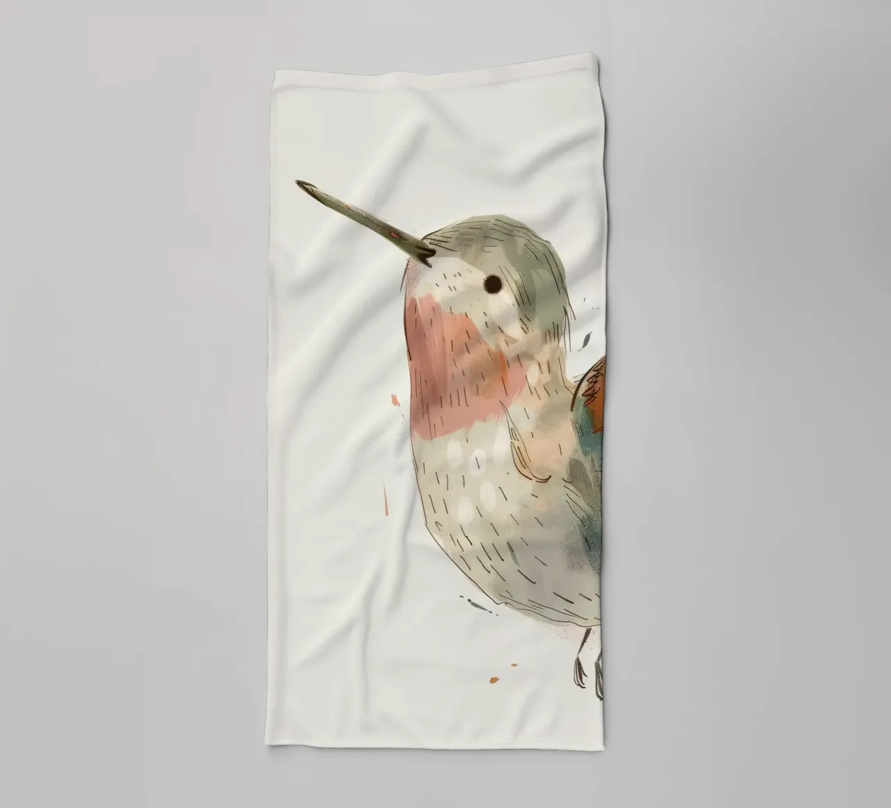 Dynamische kolibrie in levendige aquarel badhanddoek van DesignDoodle