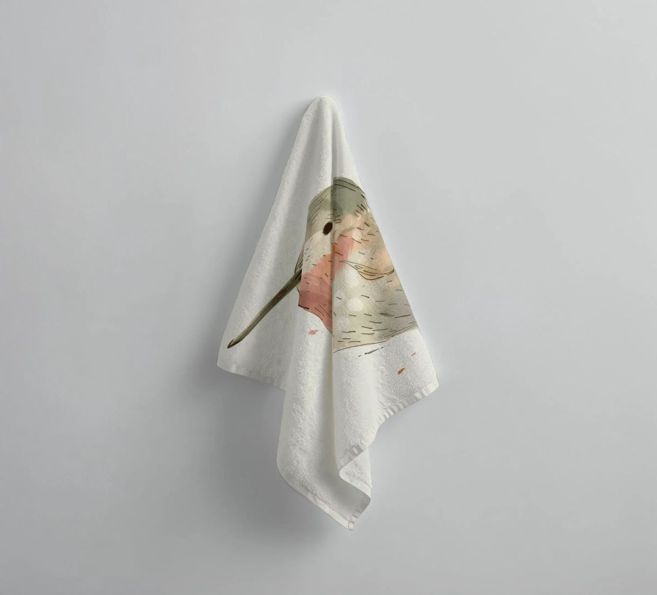 Dynamic Hummingbird in Vibrant Watercolor towel by DesignDoodle