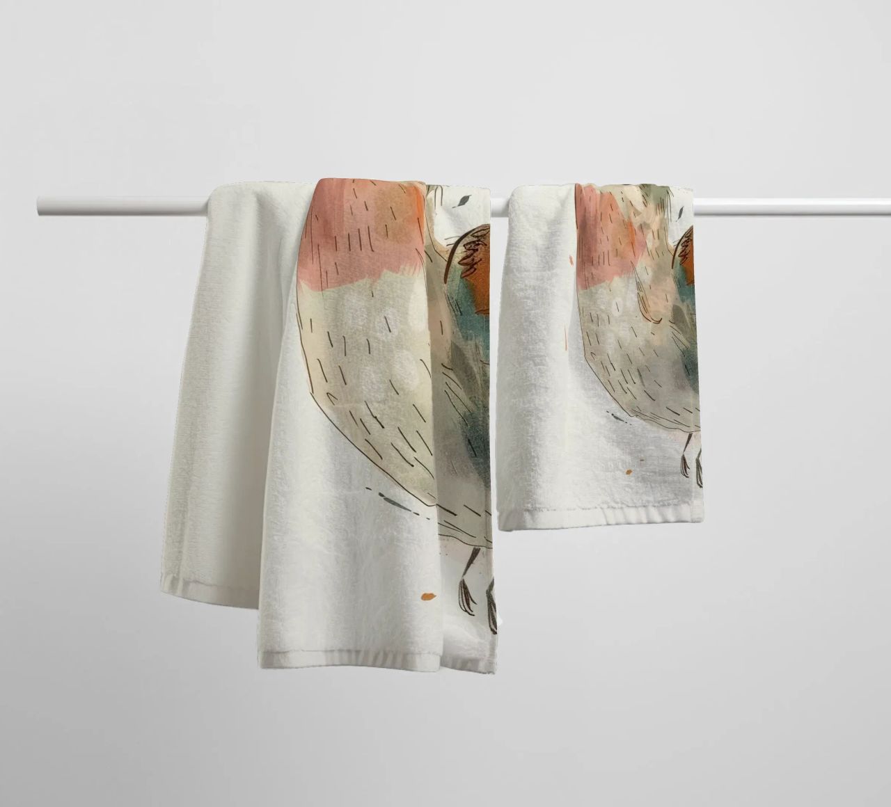 Dynamic Hummingbird in Vibrant Watercolor towel by DesignDoodle