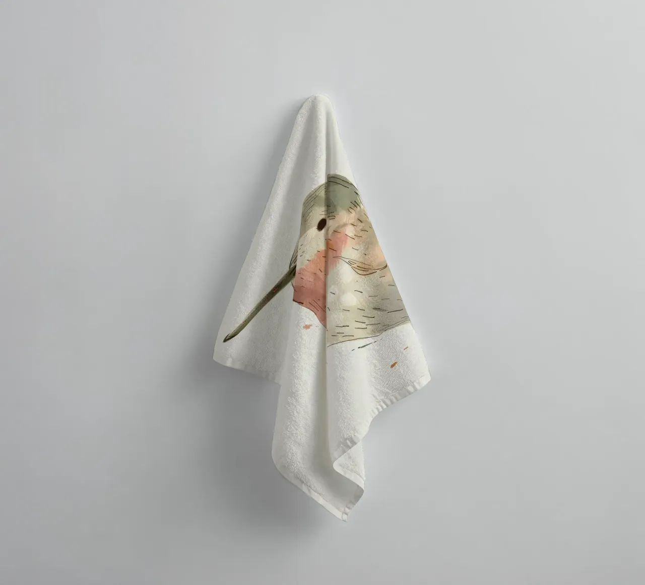 Dynamische kolibrie in levendige aquarel badhanddoek van DesignDoodle