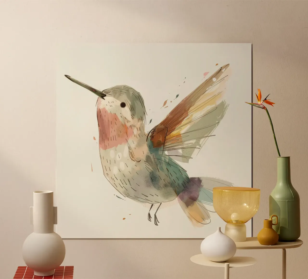 Colibrì dinamico in acquerello vibrante poster da DesignDoodle