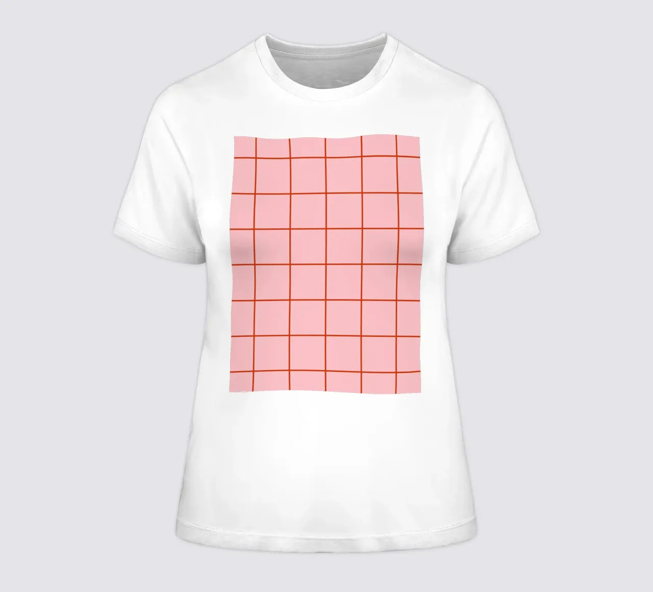 Striped squares - pink and red women's fitted t-shirt by Wackapacka