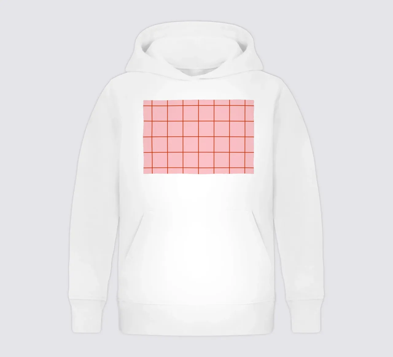 Quadrati a righe - rosa e rosso felpa bambino con cappuccio da Wackapacka