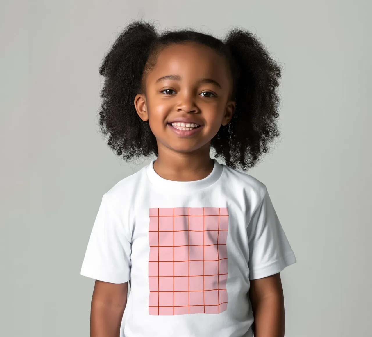 Quadrati a righe - rosa e rosso t-shirt bambini da Wackapacka