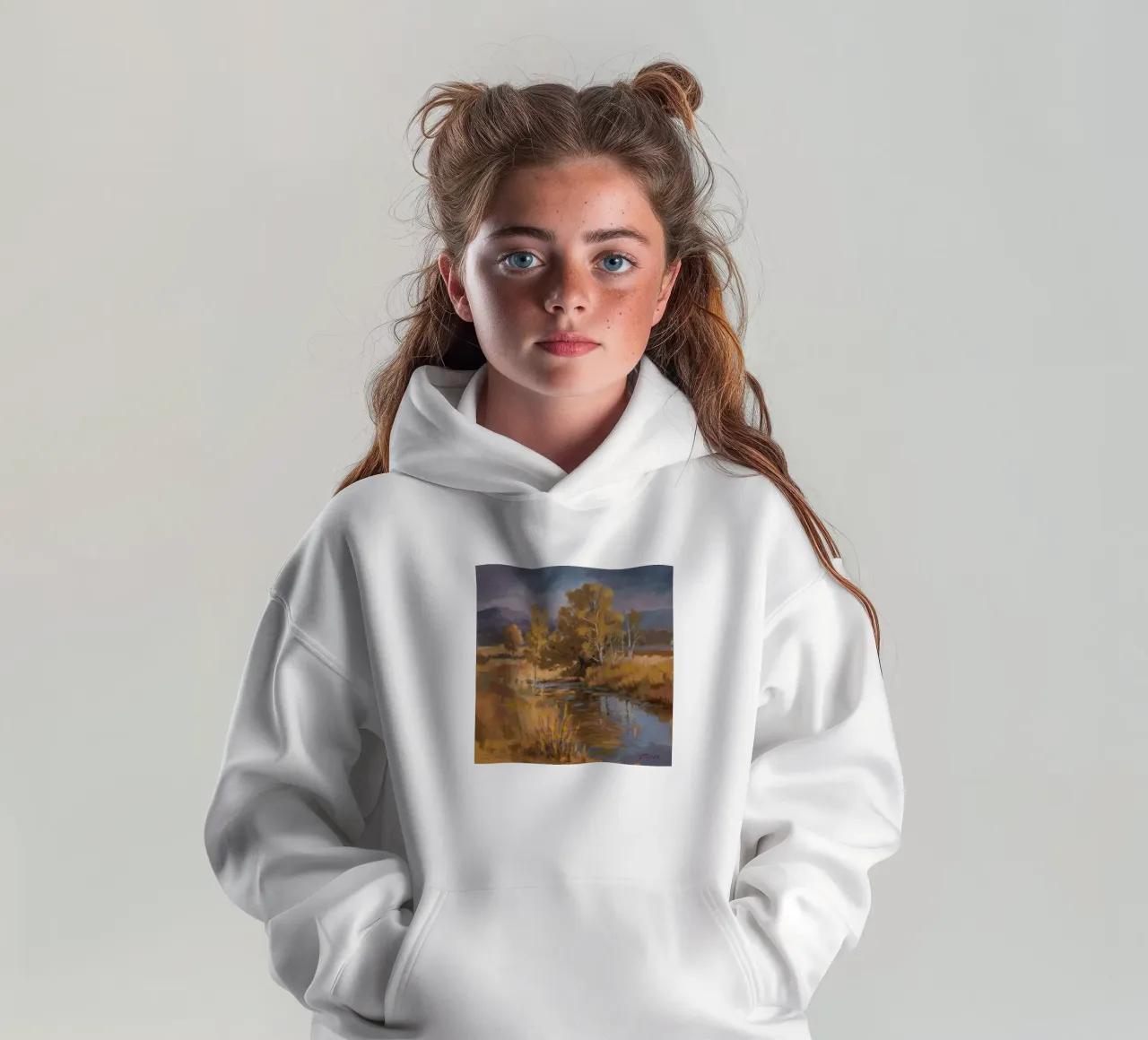 Riflessi autunnali del fiume felpa bambino con cappuccio da Radiance Landscape