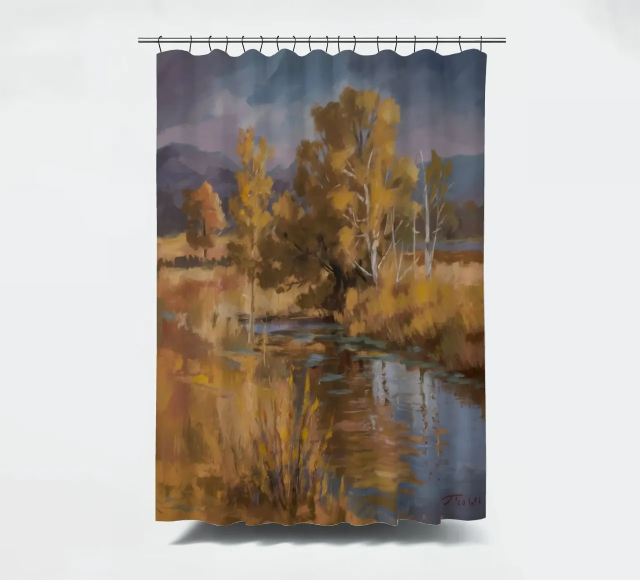Riflessi autunnali del fiume tenda da doccia da Radiance Landscape