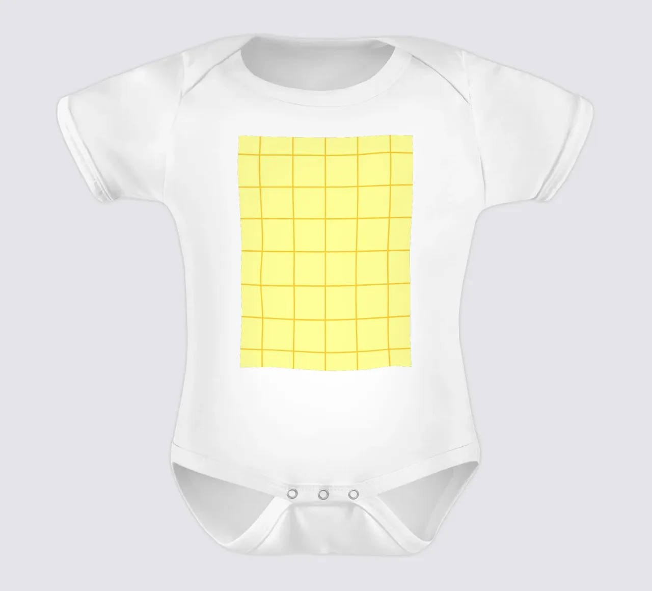 Gestreifte Quadrate - zitronengelb Kurzarm Babybody von Wackapacka
