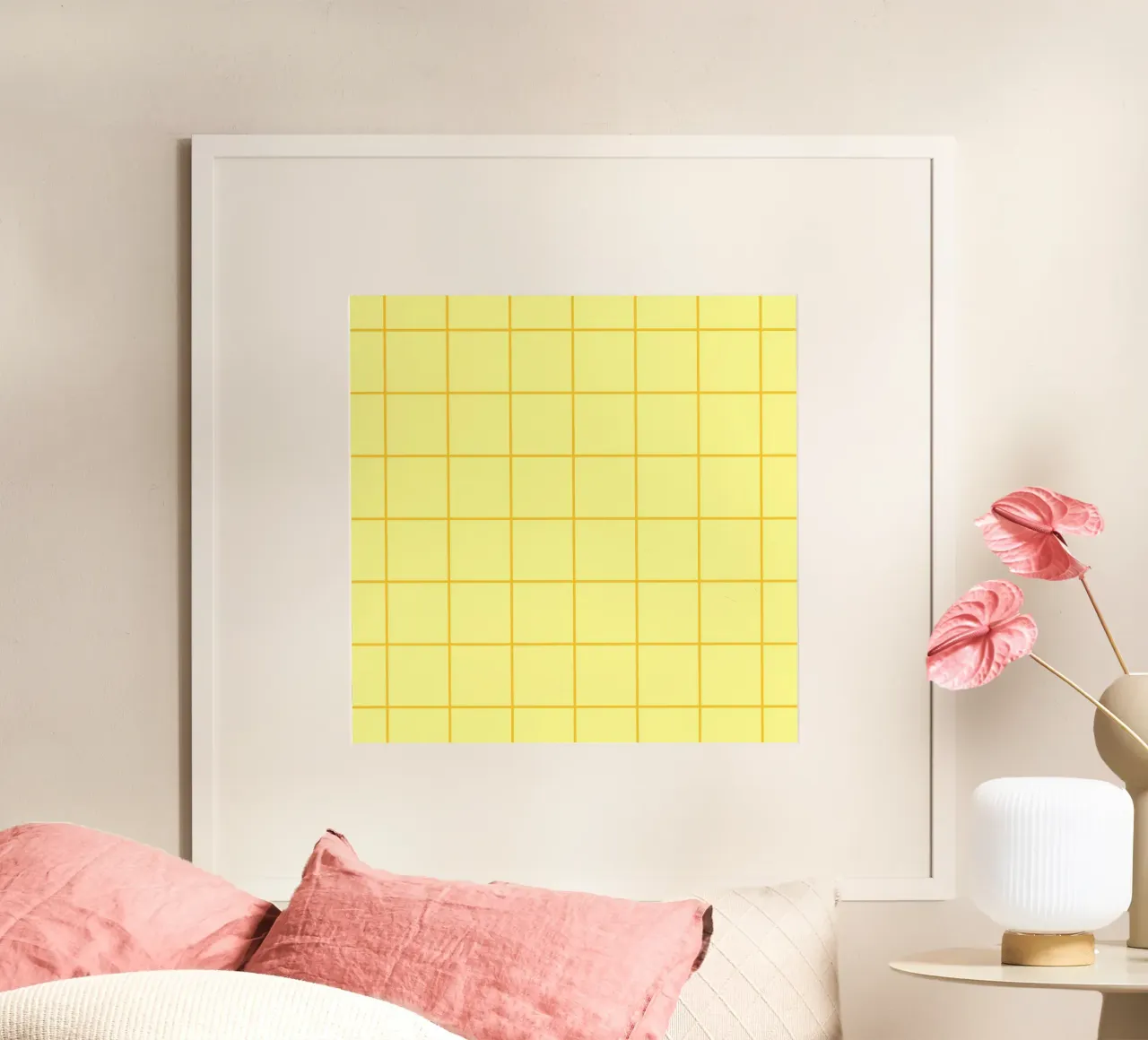 Carrés rayés - jaune citron poster de Wackapacka