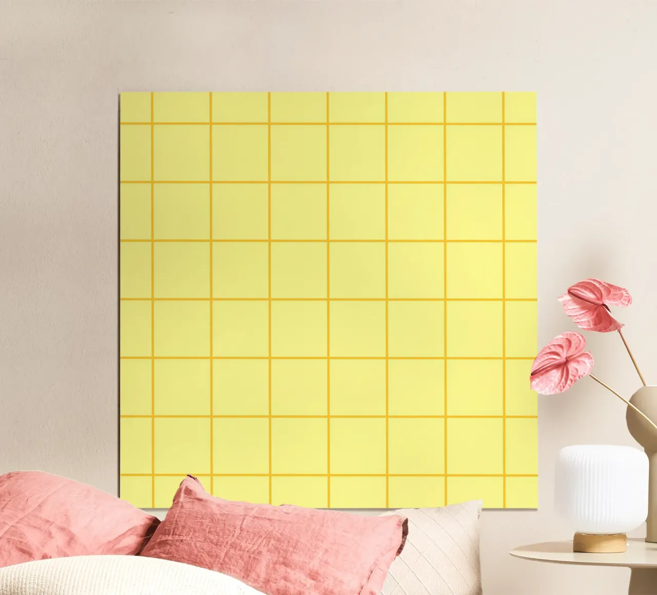 Carrés rayés - jaune citron poster de Wackapacka