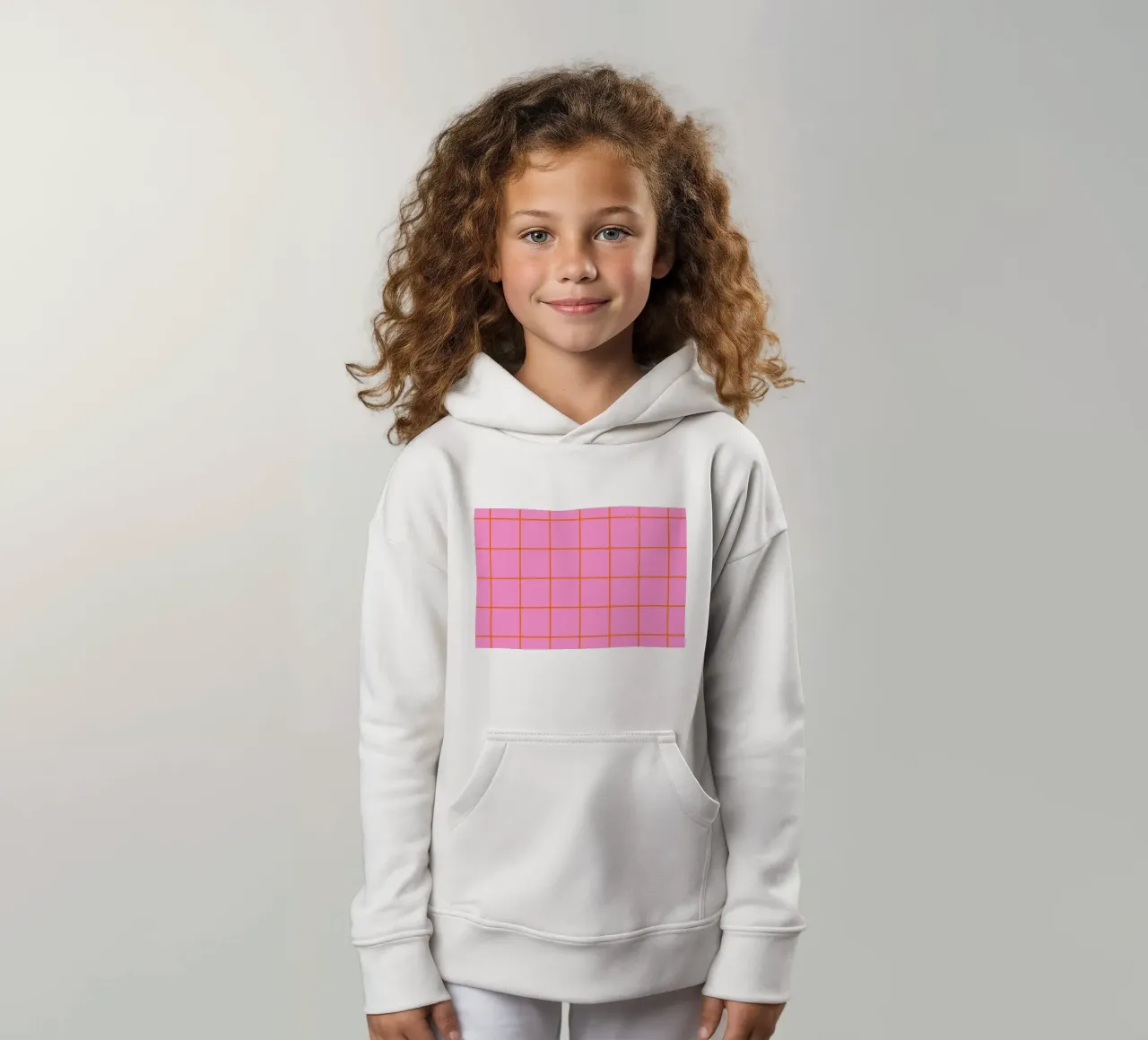 Quadrati a righe - rosa e arancione felpa bambino con cappuccio da Wackapacka