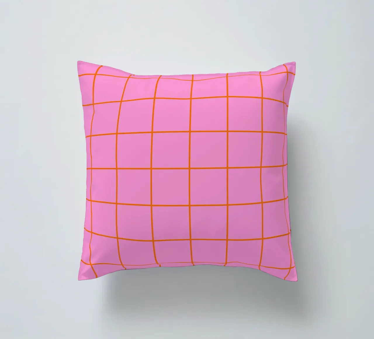 Quadrati a righe - rosa e arancione cuscino da Wackapacka