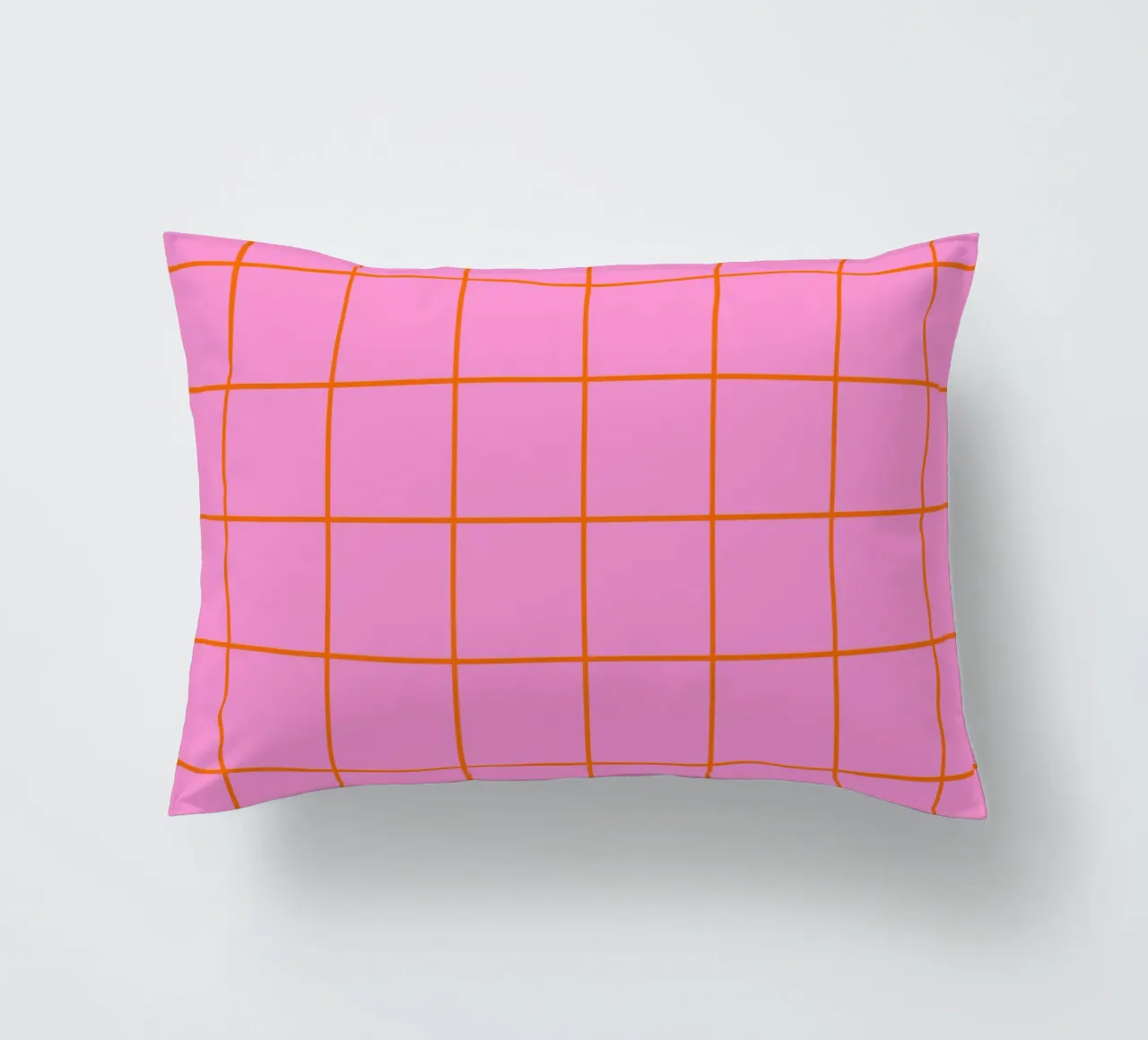Quadrati a righe - rosa e arancione cuscino da Wackapacka