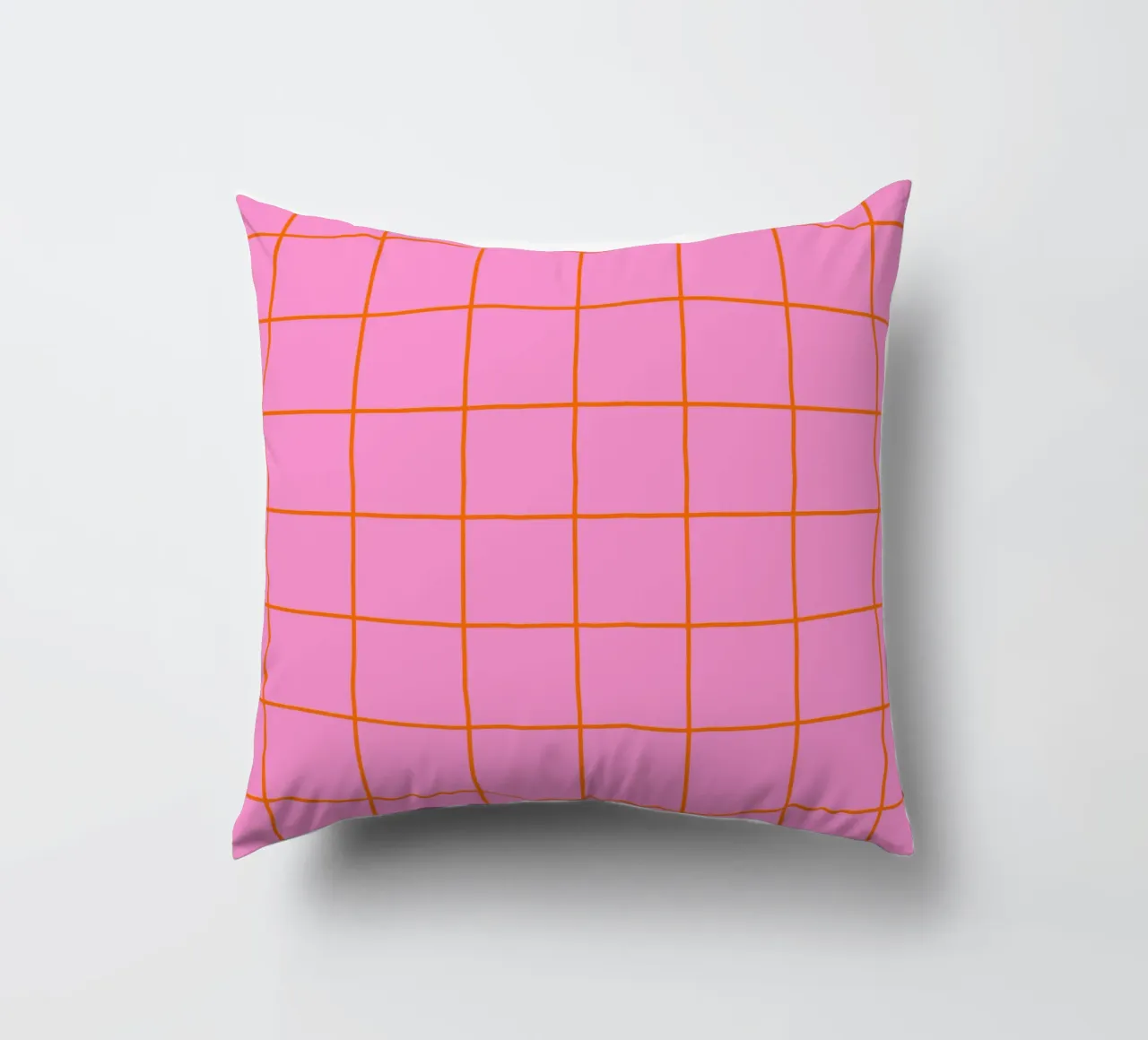 Quadrati a righe - rosa e arancione cuscino da Wackapacka
