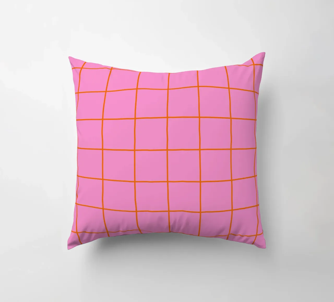 Quadrati a righe - rosa e arancione cuscino da Wackapacka