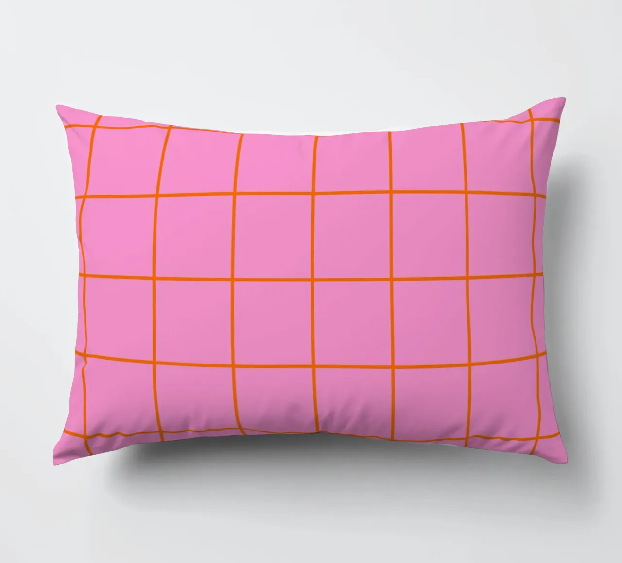 Quadrati a righe - rosa e arancione cuscino da Wackapacka