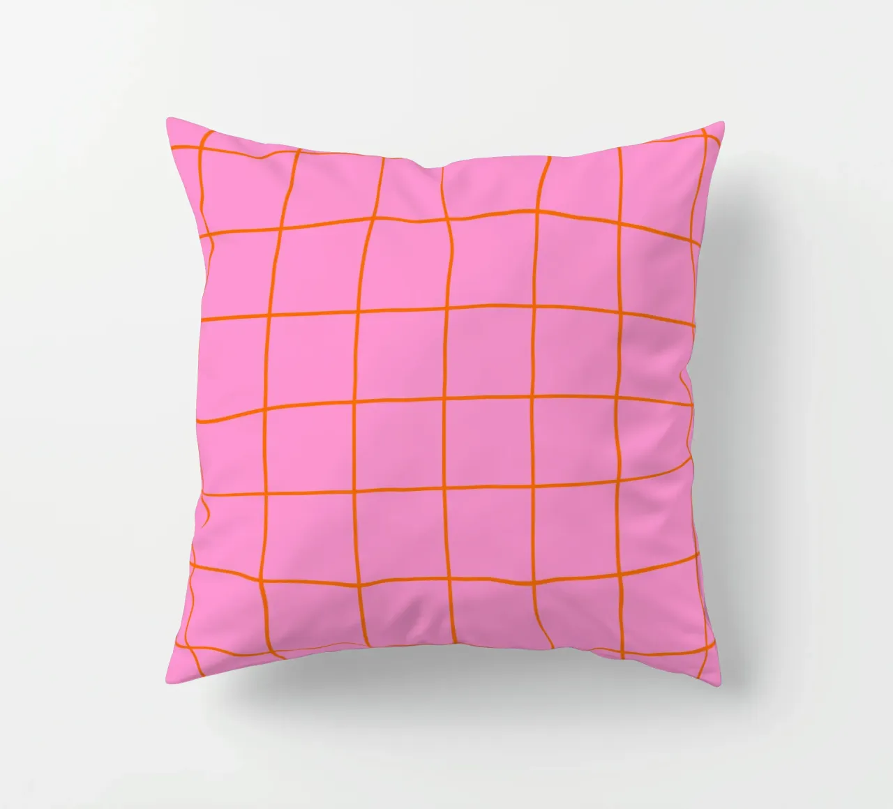 Quadrati a righe - rosa e arancione cuscino da Wackapacka