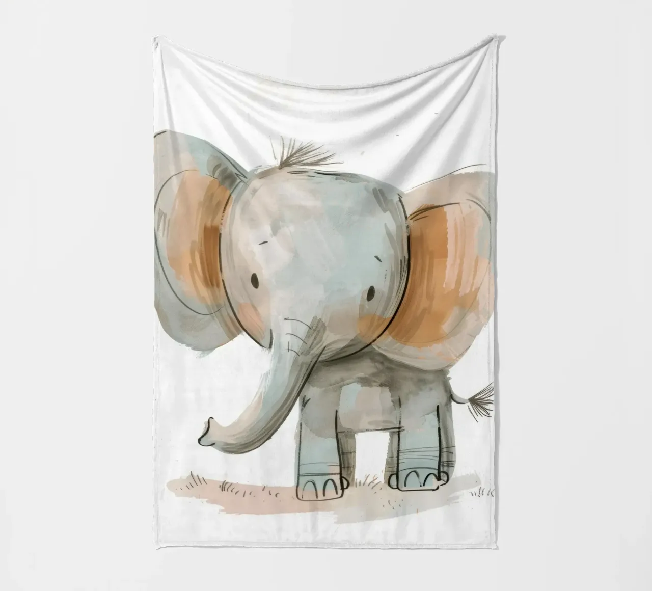 Un grazioso cucciolo di elefante dalle linee morbide e giocose coperta in pile da DesignDoodle