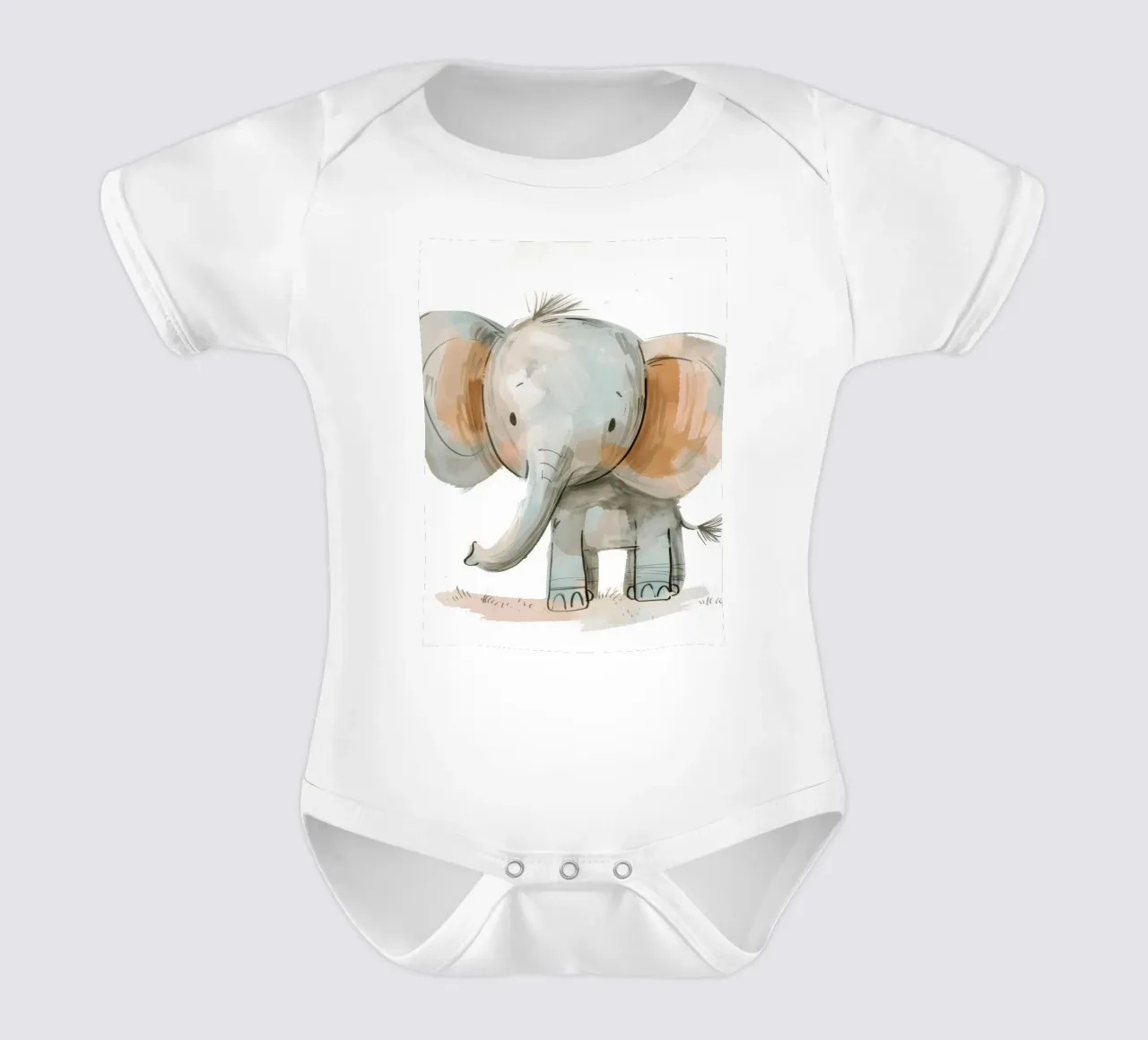 Un grazioso cucciolo di elefante dalle linee morbide e giocose body neonato maniche corte da DesignDoodle