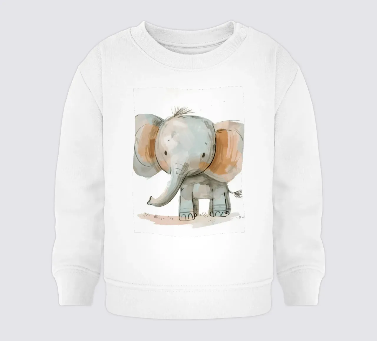 Un grazioso cucciolo di elefante dalle linee morbide e giocose felpa neonato da DesignDoodle
