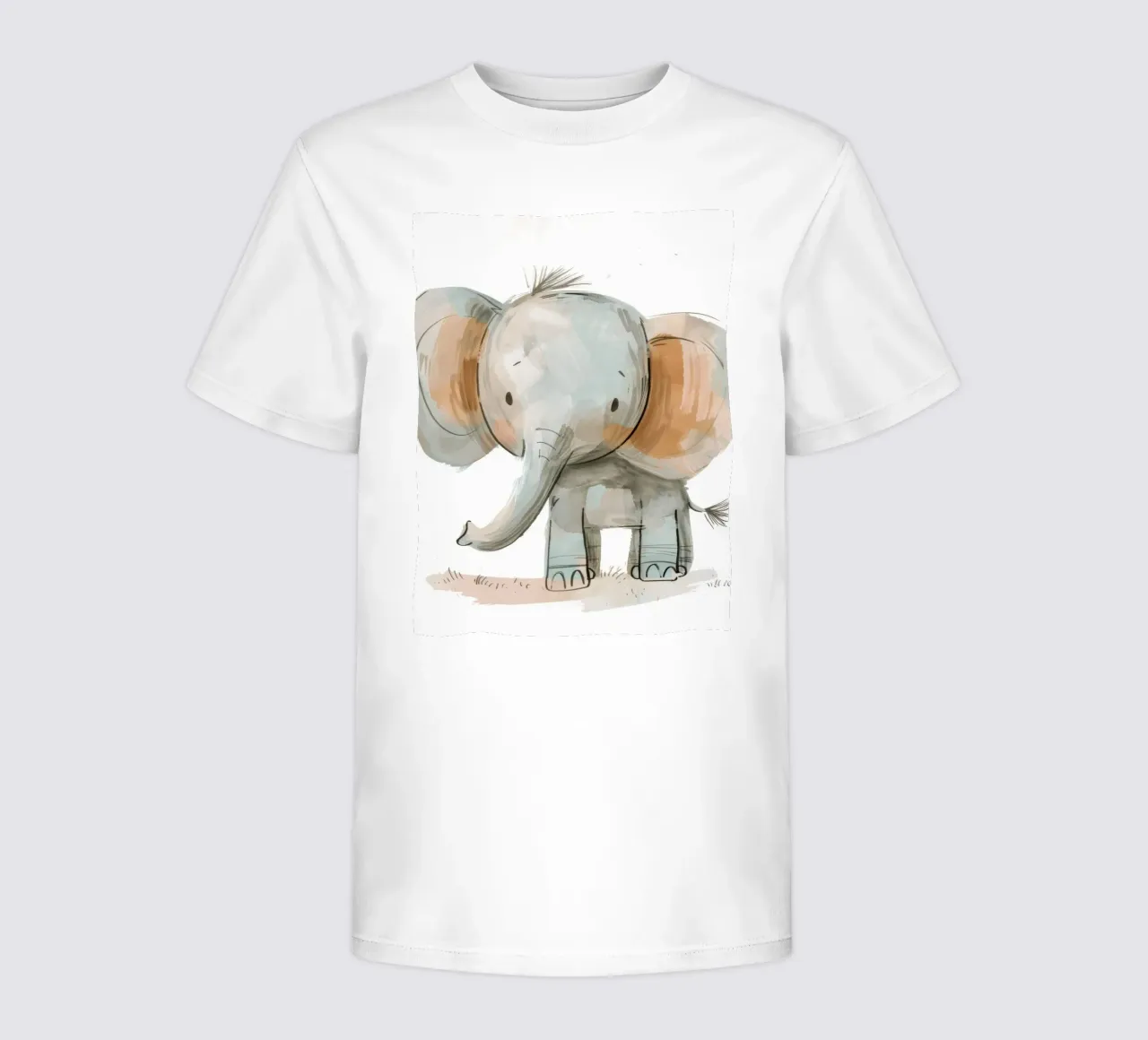 Endearing Baby Elephant in Soft, Playful Lines kids t-shirt by DesignDoodle