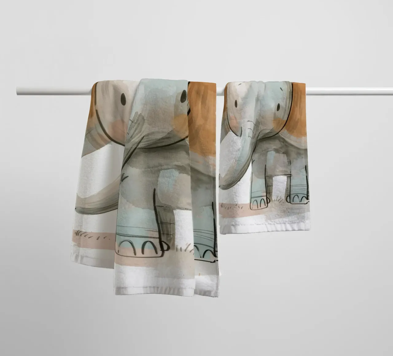 Endearing Baby Elephant in Soft, Playful Lines towel by DesignDoodle