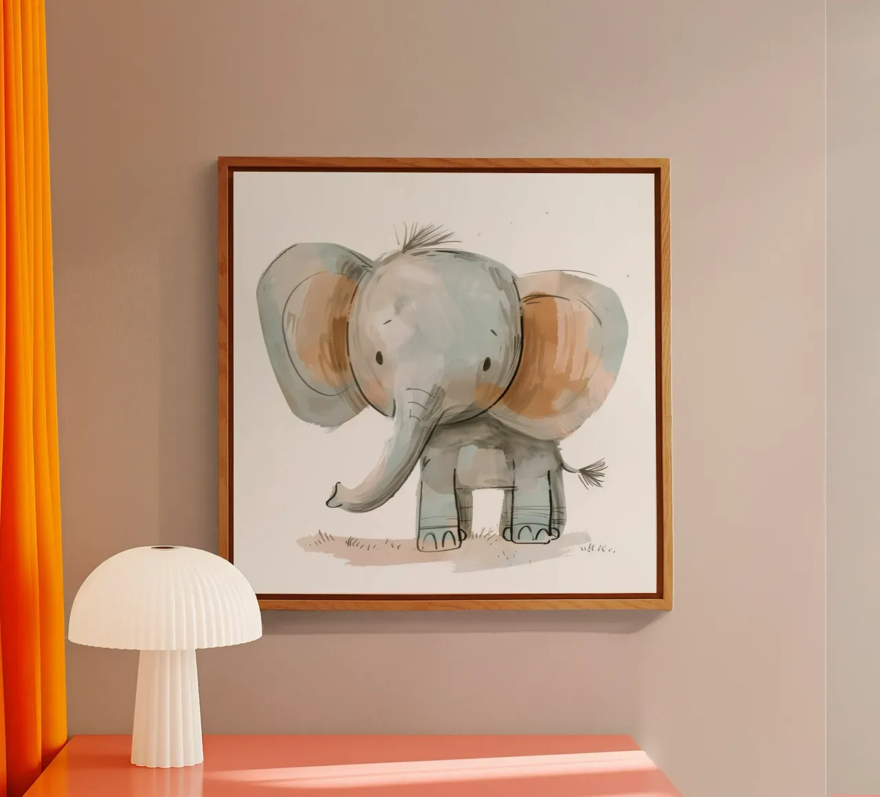 Endearing Baby Elephant in Soft, Playful Lines acrylic glass by DesignDoodle