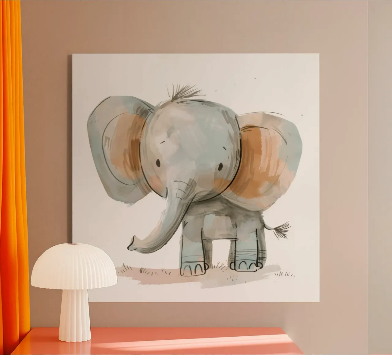 Endearing Baby Elephant in Soft, Playful Lines acrylic glass by DesignDoodle