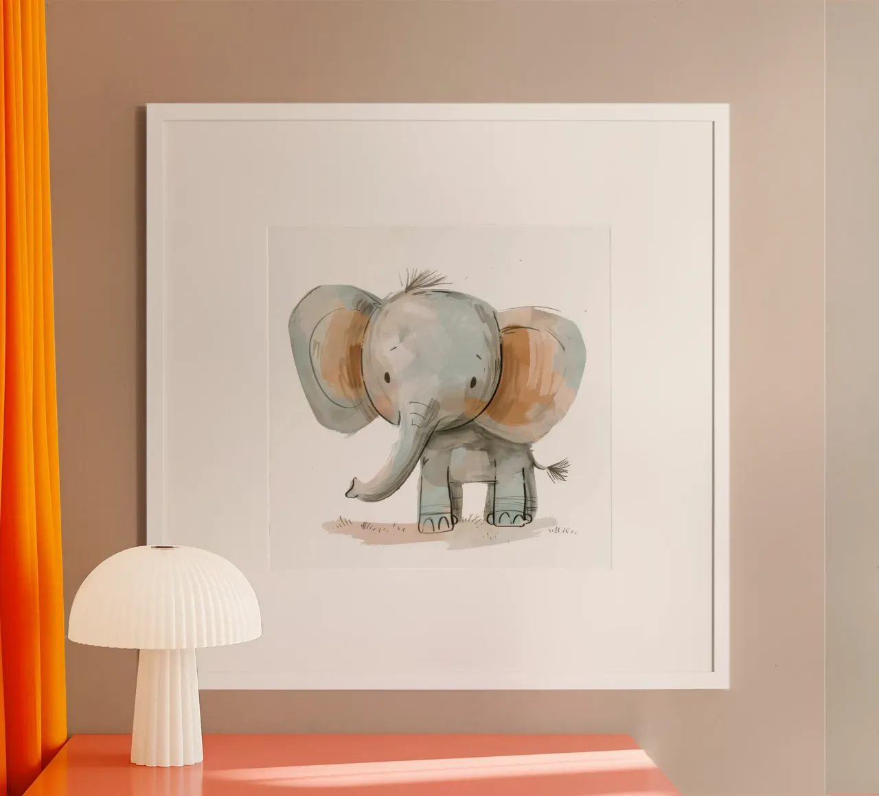 Endearing Baby Elephant in Soft, Playful Lines hahnemühle by DesignDoodle