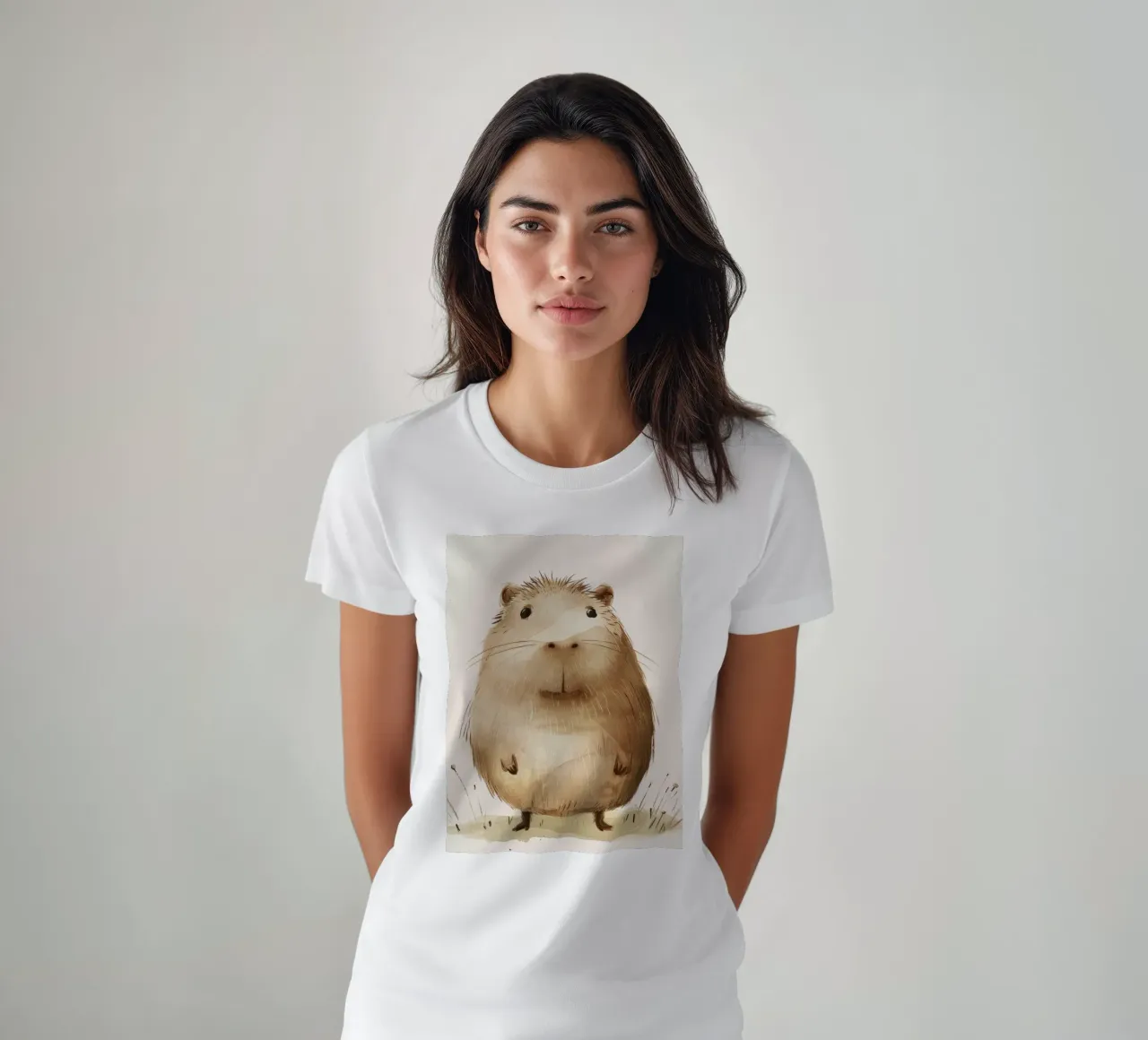 Charming Capybara with Quirky, Playful Spirit t-shirt by DesignDoodle