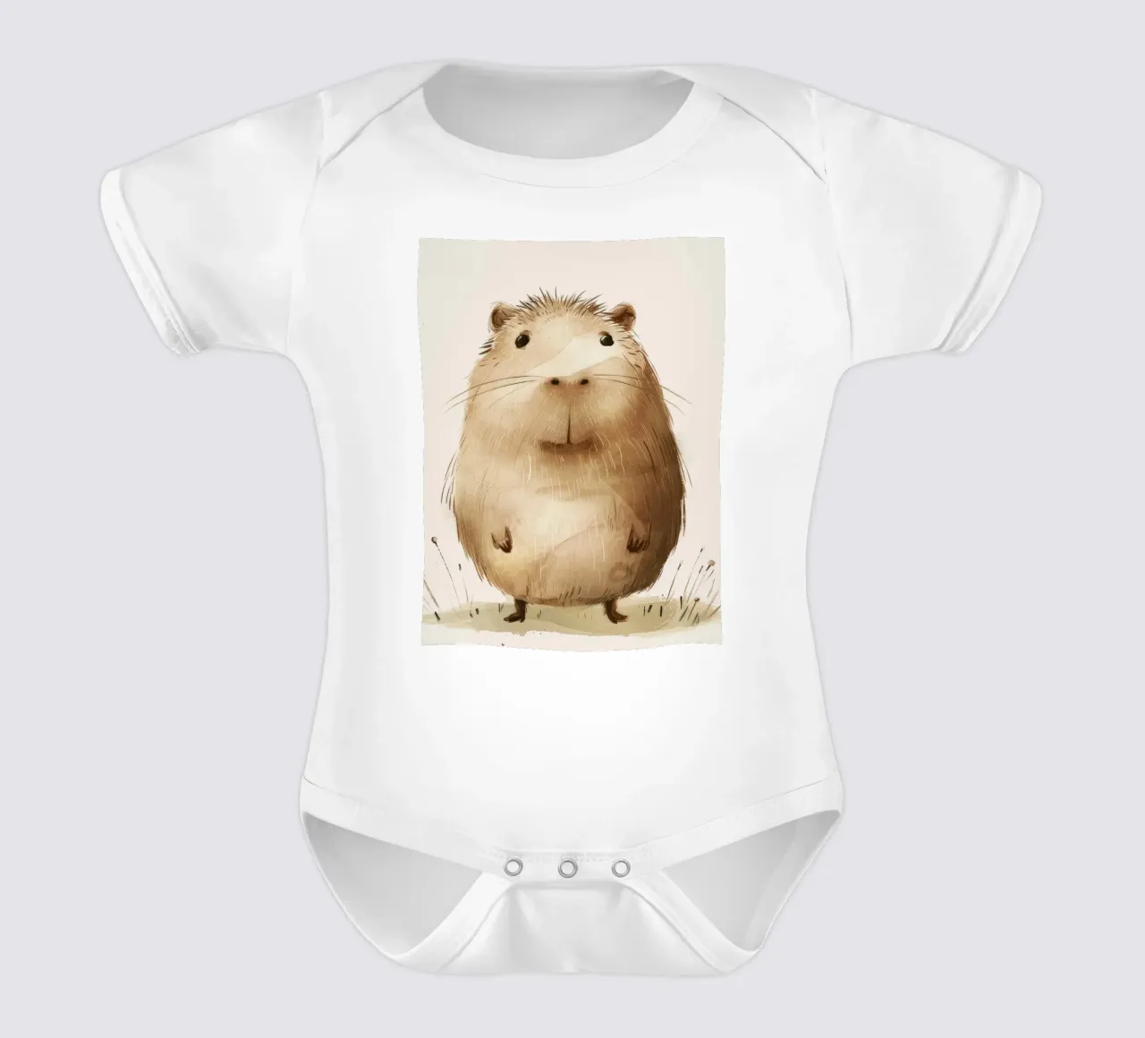 Charmantes Capybara mit schrulligem, verspieltem Geist Kurzarm Babybody von DesignDoodle