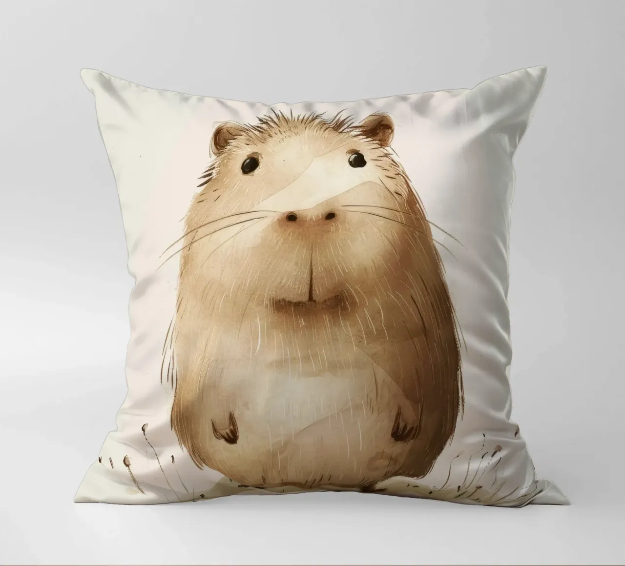 Charming Capybara with Quirky, Playful Spirit decorative cushion by DesignDoodle