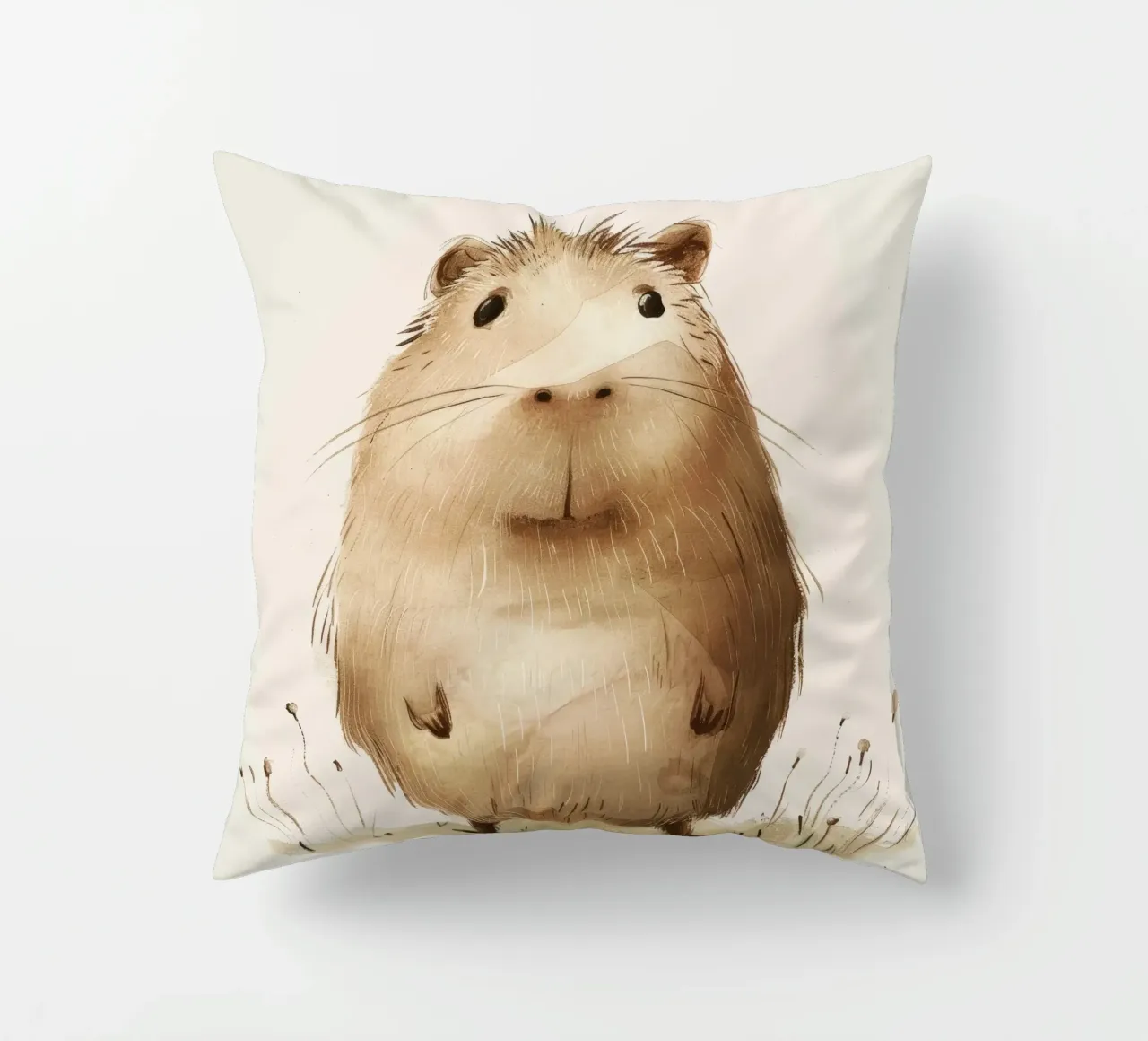 Charming Capybara with Quirky, Playful Spirit decorative cushion by DesignDoodle