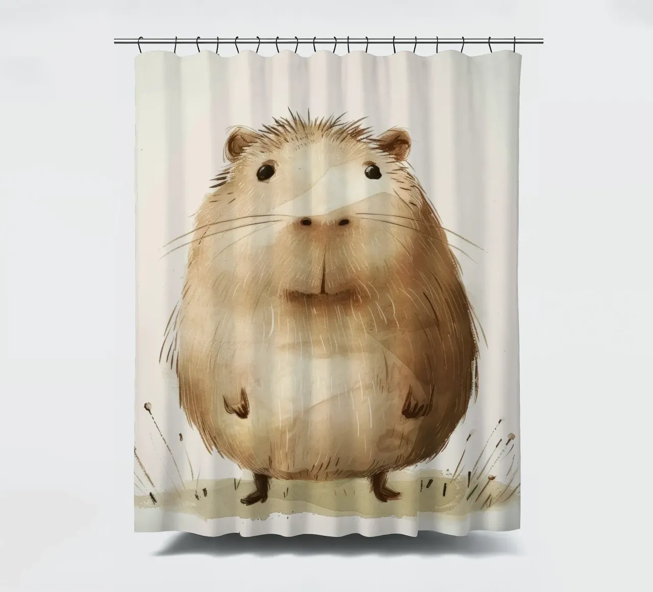 Charmantes Capybara mit schrulligem, verspieltem Geist Duschvorhang von DesignDoodle