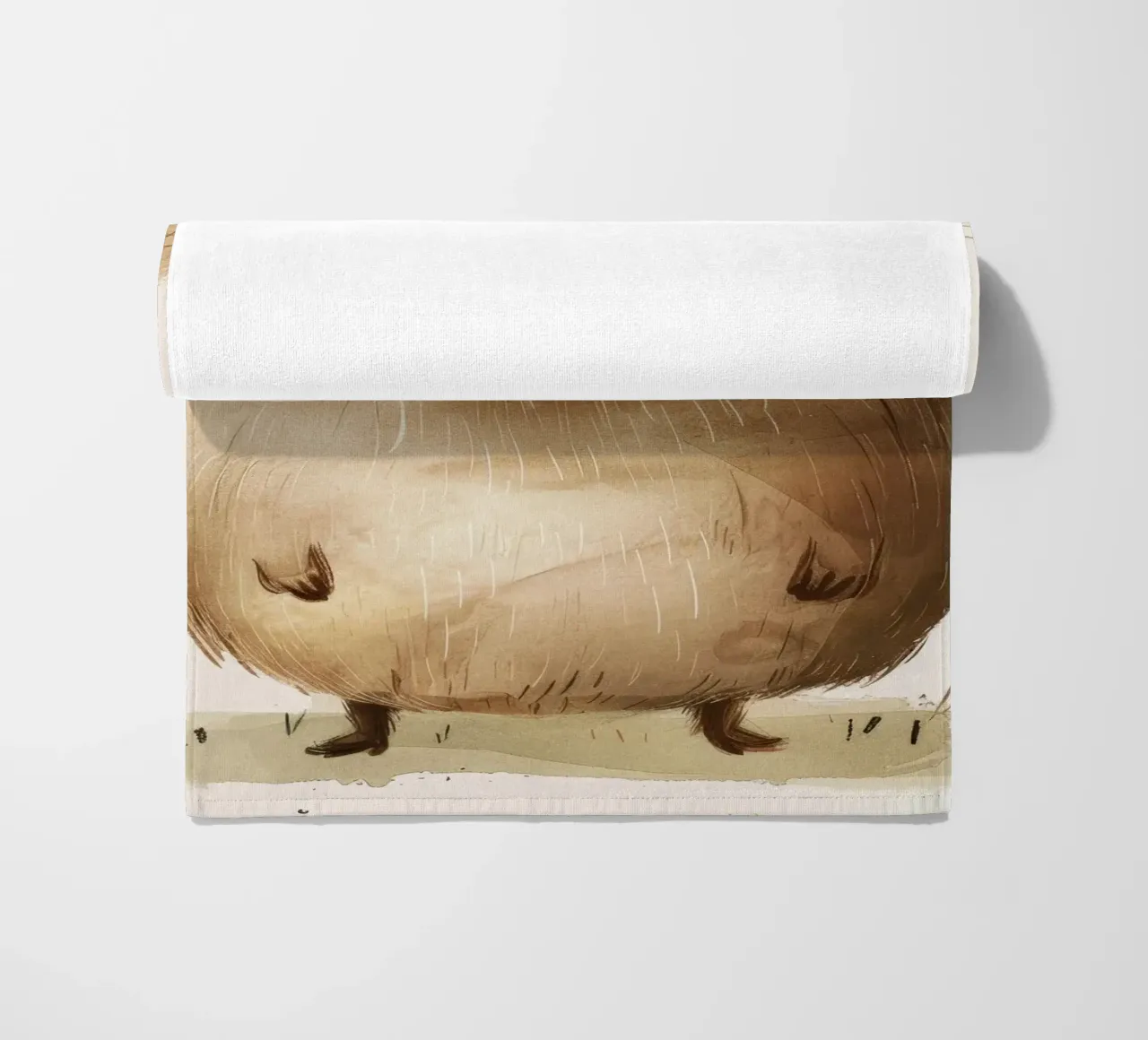 Charming Capybara with Quirky, Playful Spirit beach towel by DesignDoodle
