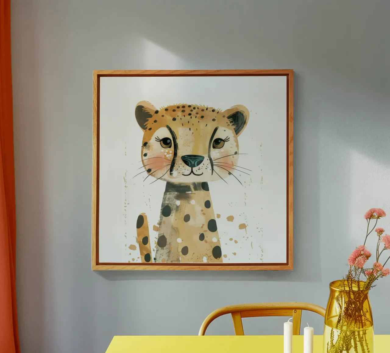 Adorabile cucciolo di ghepardo in un'arte audace ed espressiva plexiglass da DesignDoodle